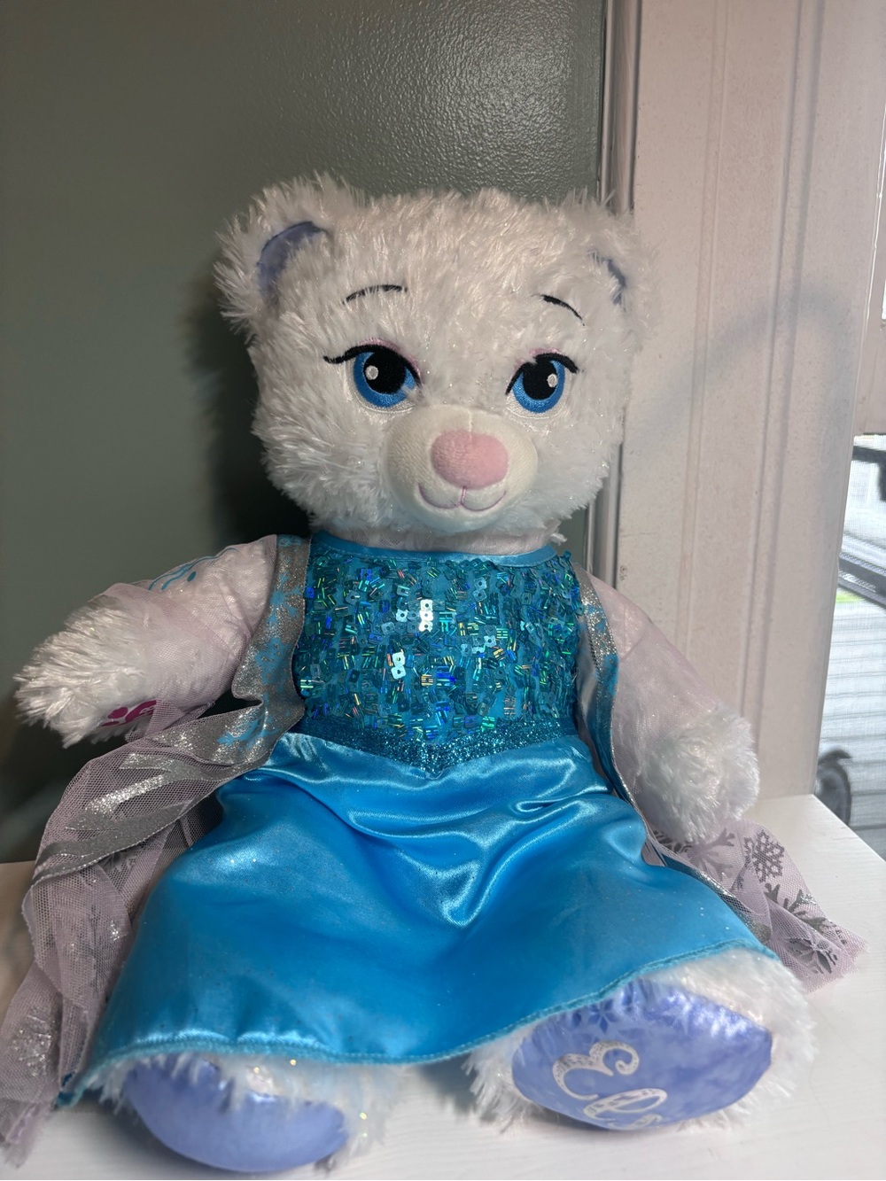 Build A Bear Disney Frozen Elsa Teddy And Dress Blue Sparking Sequin Outfit